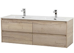 BelBagno Тумба с раковиной Kraft 140 подвесная 4 ящика Rovere Galifax Bianco двойная раковина – фотография-1