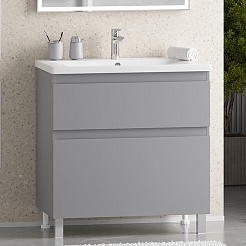 Misty Тумба под раковину Лаки 80 серая – фотография-6