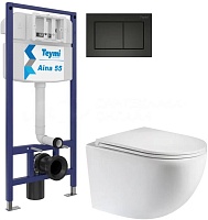 Teymi Унитаз подвесной Lina S T40102 с инсталляцией Aina 1220067 с кнопкой Aina T70013BM