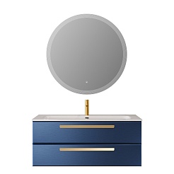 Cezares Тумба с раковиной Eco Cer-N 120 sapfiro CZR-8073-120 ручки сатиновое золото – фотография-2