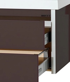 Misty Тумба с раковиной Джулия QVATRO 65 подвесная коричневая – фотография-3