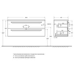 Cezares Тумба с раковиной Eco Cer-N 120 bianco opaco CZR-8095-120 ручки сатиновое золото – фотография-4