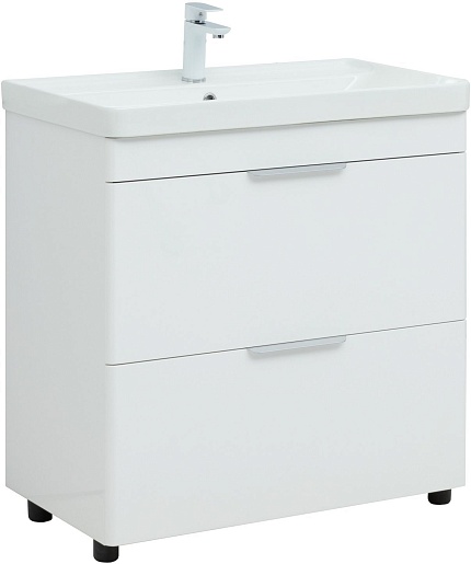 Aquanet Мебель для ванной Ирис New 80 белая глянцевая – фотография-2