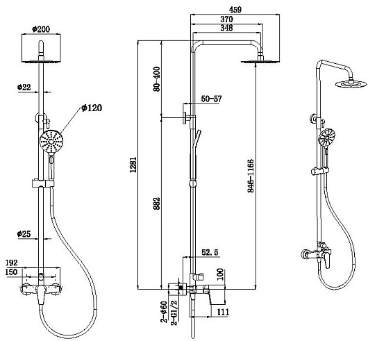 Allen Brau Душевая стойка Eclipse 5.E1006-00 хром – фотография-6