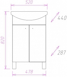 Onika Мебель для ванной Крит Эко 52.10 разборная белая – фотография-10