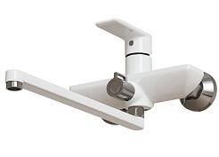 Mixline Смеситель для ванны и раковины 35k ML33-02 "City White" белый/хром – фотография-2