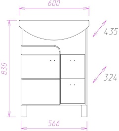 Onika Тумба под раковину Стиль 60.13 белая/ясень шимо светлый – фотография-3