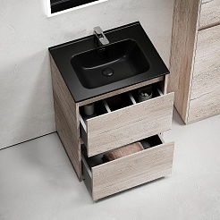 Sancos Тумба с раковиной Libra Floor 60 дуб галифакс натуральный раковина Element 61 CN7001MB – фотография-3