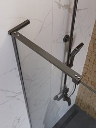 BelBagno Душевая перегородка Uno UNO-L-1-TB-90-C-GM 90x200 профиль оружейная сталь стекло прозрачное – фотография-4