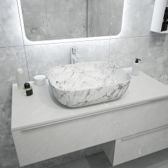 Teymi Раковина накладная Solli 50 Artceramic T50393 белый мрамор – фотография-7