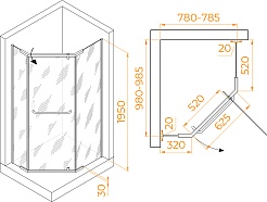 RGW Душевой уголок Passage PA-091B 100x80 профиль черный стекло прозрачное – фотография-3