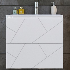 Бриклаер Мебель для ванной Кристалл 60 с зеркалом со шкафчиком белая – фотография-3