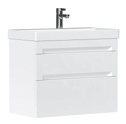 Equil Тумба с раковиной Corner 70 2 ящика подвесная белая – фотография-1