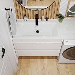 Vivon Тумба с раковиной под стиральную машину Donna 150 подвесная белый глянец – фотография-11