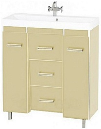 Misty Тумба с раковиной Джулия QVATRO 75 конус, 3 ящика, бежевая – фотография-1