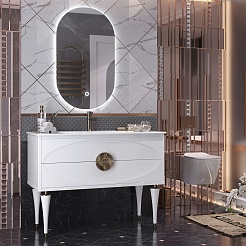Opadiris Мебель для ванной Ибица 120 с овальным зеркалом белая/золото – фотография-3