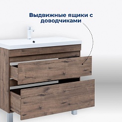 Aquanet Тумба с раковиной Нота New 75 дуб веллингтон табак – фотография-15