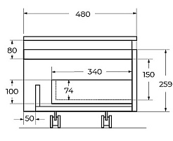 Cezares Тумба с раковиной Slider 80 с 2 ящиками дымчатый орех – фотография-11