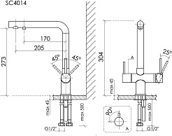 Sancos Смеситель для кухни Foster брашированное золото SC4014BG PVD покрытие – фотография-5