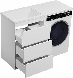 Brevita Мебель для ванной Grafit 120 L под стиральную машину белая – фотография-6