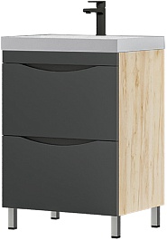 Corozo Тумба под раковину Лиана 60 дуб/графит – фотография-4