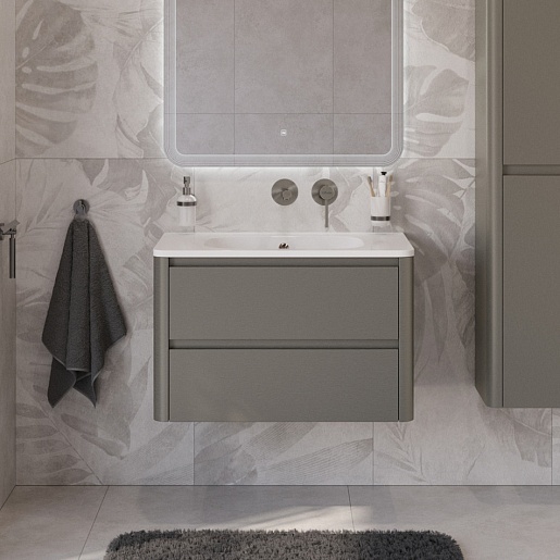 Cezares Тумба с раковиной без отверстия под смеситель Relax 80 подвесная сатин – картинка-9