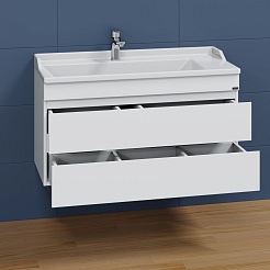 СанТа Тумба с раковиной Марс 100 2 ящика подвесная белая – фотография-4