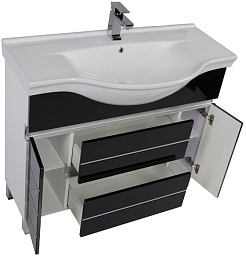 Aquanet Тумба с раковиной "Доминика 100" черная – фотография-4