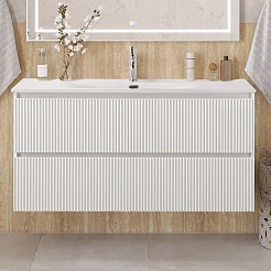 BelBagno Тумба под раковину Uno 120 с 2 ящиками подвесная Bianco Opaco – фотография-6