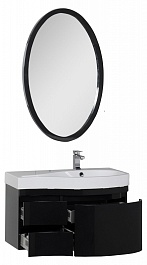 Aquanet Тумба с раковиной Сопрано 1-95 R с ящиком черная (169663) – фотография-5