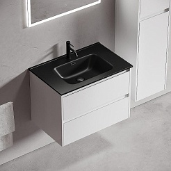 Sancos Тумба с раковиной Libra 70 белый глянец раковина Element 71 CN7007MB – фотография-2