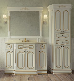 Misty Мебель для ванной Астория Gold 120 бежевая глянцевая – фотография-2