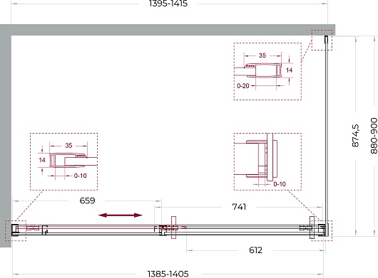 BelBagno Душевой уголок Soft Close-1 SOFT_CLOSE-1-AH-1-140/90-C-GM 140x90 профиль оружейная сталь стекло прозрачное – картинка-11