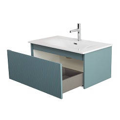 BelBagno Тумба с раковиной Uno 80 с 1 ящиком подвесная Голубой матовый с раковиной BB-8099-3-80 – фотография-11