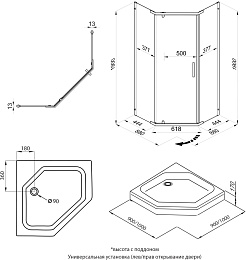 Triton Душевой уголок Дека-Голд 90x90 стекло прозрачное профиль золото – фотография-14
