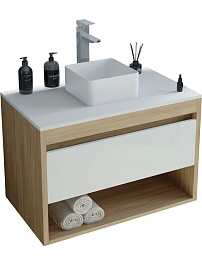 Teymi Тумба с раковиной Ritta 65 дуб эврика/белый матовый T60520 раковина T50303 – фотография-1
