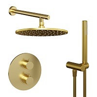 Paini Смеситель для ванны и душа Cox 78PJSET26911THSH с термостатом, с лейкой для душа и верхним душем, встраиваемый, брашированное золото