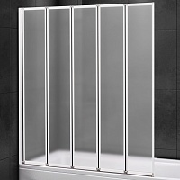 Cezares Шторка на ванну Relax RELAX-V-5-120/140-P-Bi-L 124 L профиль белый стекло матовое рифленое