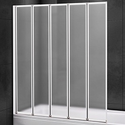 Cezares Шторка на ванну Relax RELAX-V-5-120/140-P-Bi-L 124 L профиль белый стекло матовое рифленое – фотография-1