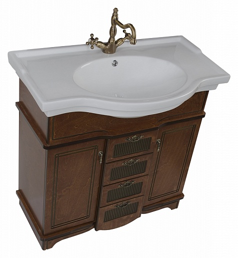 Aquanet Тумба с раковиной "Луис 90" темный орех (176503) – картинка-5