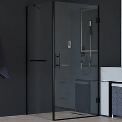 RGW Душевой уголок Hotel HO-045-1B (HO-011B + Z-060-2B + O-204B) 60x100 профиль черный стекло прозрачное – фотография-1