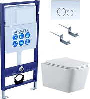 Aquatek Унитаз подвесной Либра New AQ0530N-00 в комплекте с инсталляцией Standard INS-0000012 с клавишей смыва KDI-0000015 белая и крепления KKI-0000002