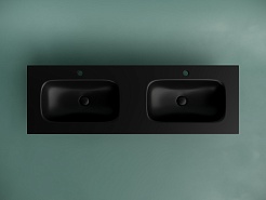 Ceramicanova Мебельная раковина Grace 141 с двумя чашами CN7022MB чёрный матовый – фотография-2