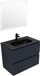 Aquanet Мебель для ванной с черной раковиной Джейн (Flat) 80 подвесная маренго матовый – фотография-1
