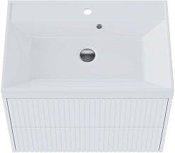 Vivon Тумба под раковину Kristi 70 подвесная белая матовая рифленая – фотография-2