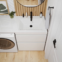 Vivon Тумба под раковину под стиральную машину Donna 130 напольная белый глянец эмаль – фотография-12