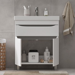 Volna Тумба с раковиной Lake 60.2D.1Y белая – фотография-4