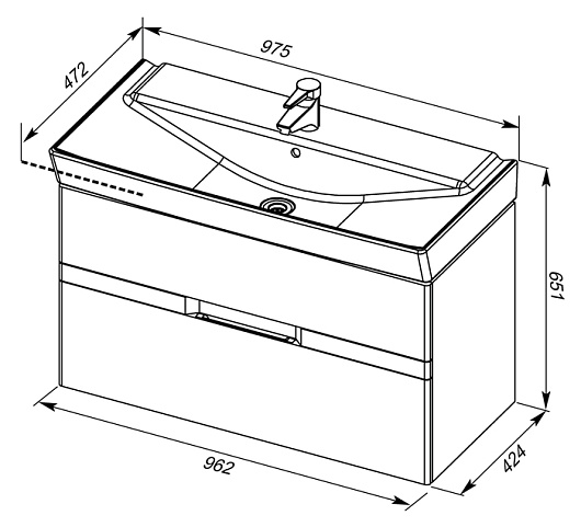 Aquanet Мебель для ванной "Виго 100" сине-серая – картинка-9