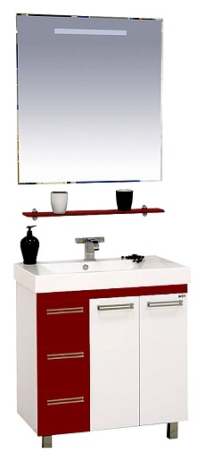 Misty Мебель для ванной Моника 75 бело-красная – фото-1