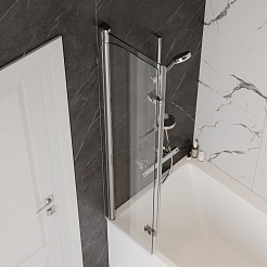 Teymi Шторка на ванну Anni 80x140 профиль хром стекло прозрачное – фотография-7